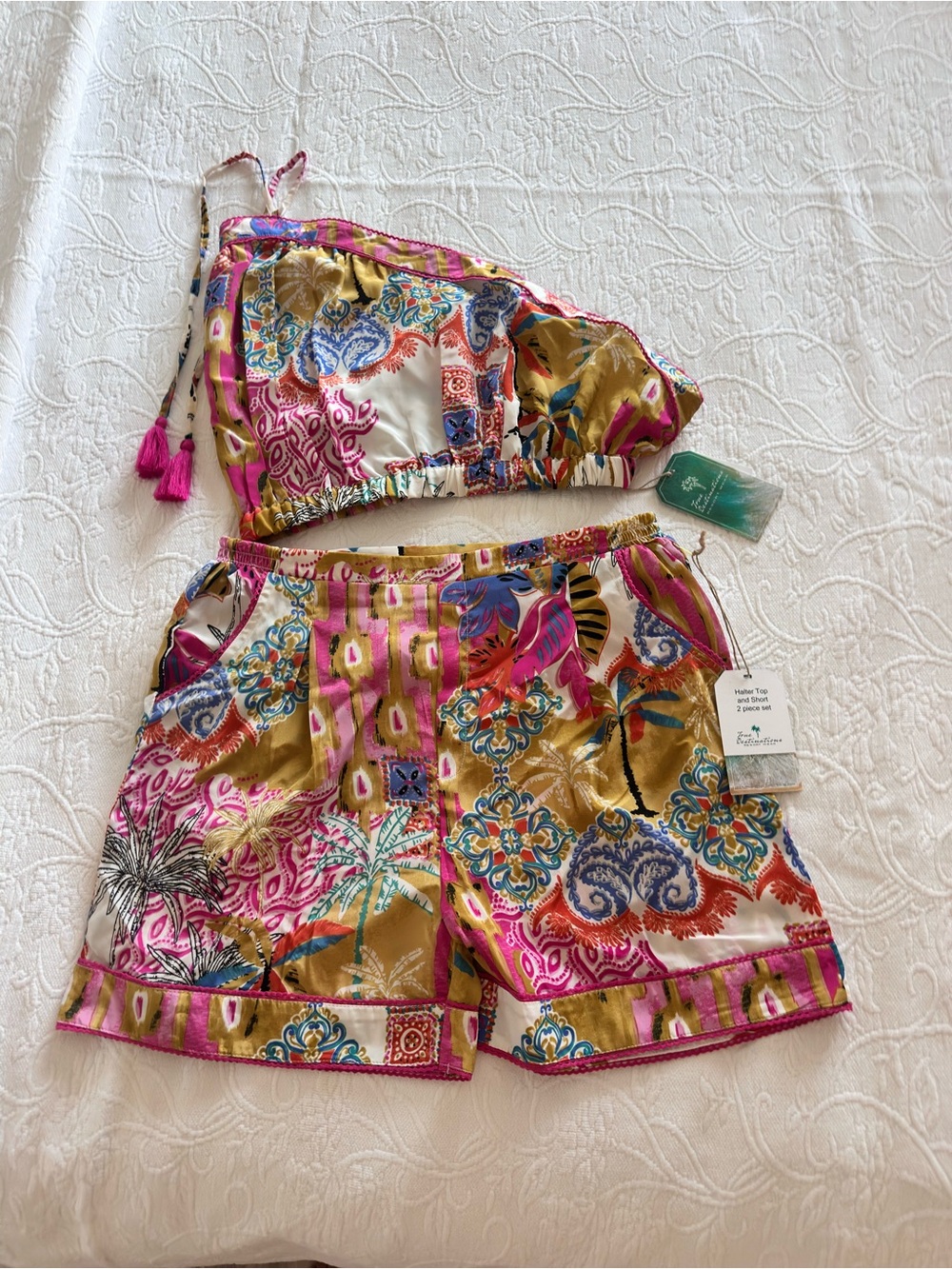 True Destinations Tropical Print Two-Piece Set - Multicolor